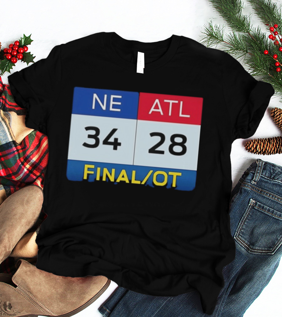 NE 34 ATL 28 Final OT Super Bowl LI Scoreboard T-Shirt