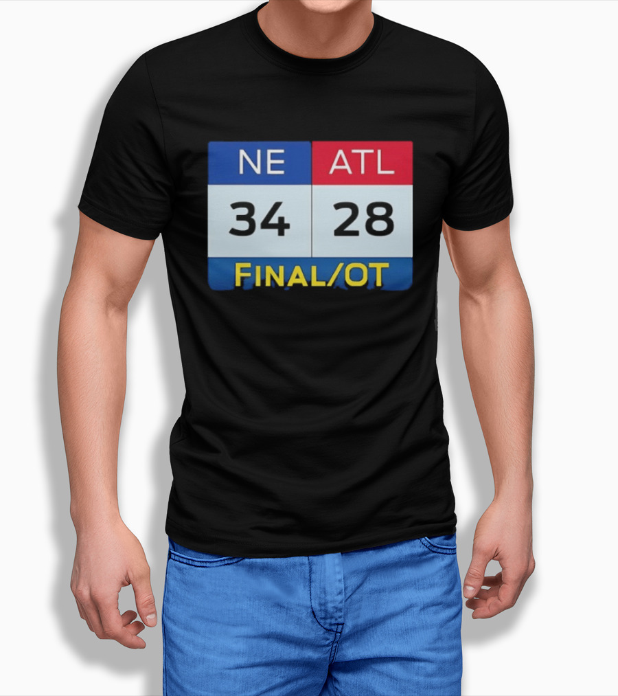 NE 34 ATL 28 Final OT Super Bowl LI Scoreboard T-Shirt