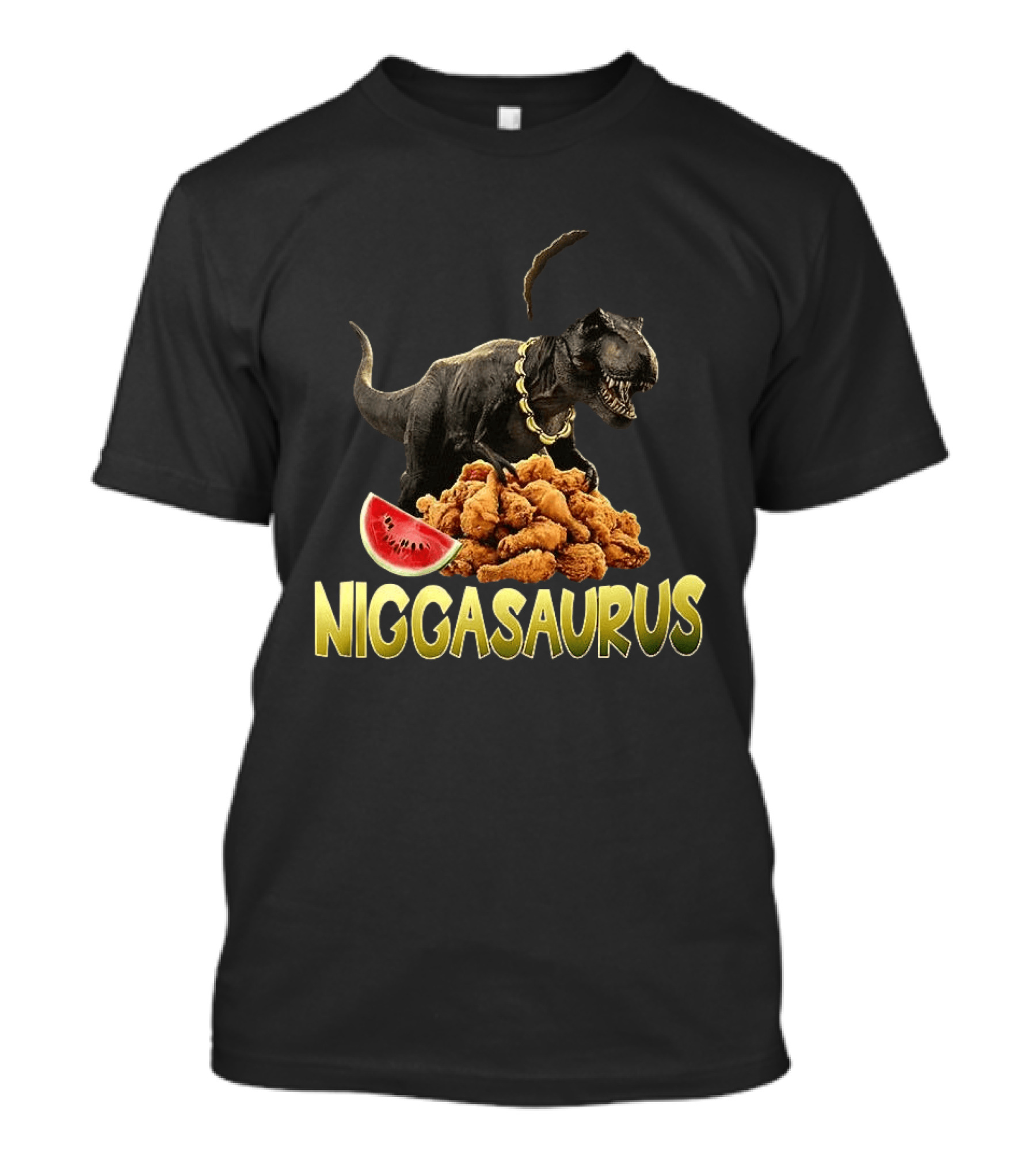 Niggasaurus Fried Chicken And Watermelon Meme T-Shirt