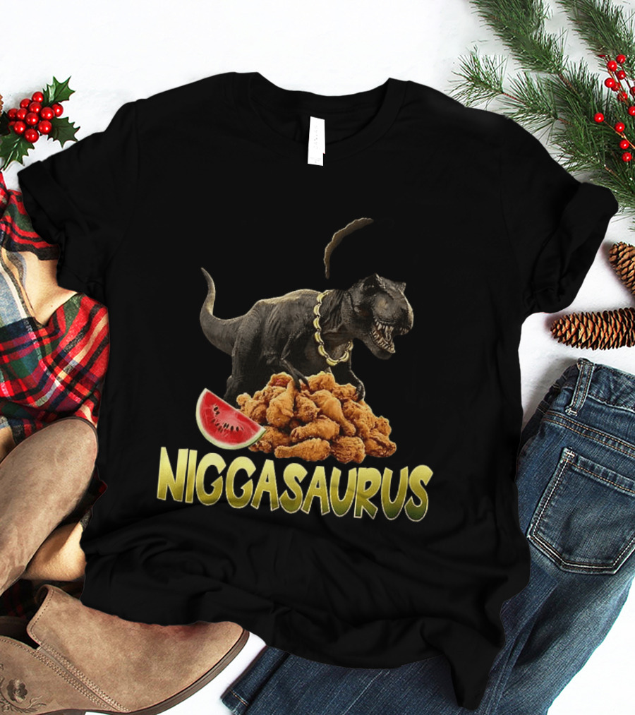 Niggasaurus Fried Chicken And Watermelon Meme T-Shirt