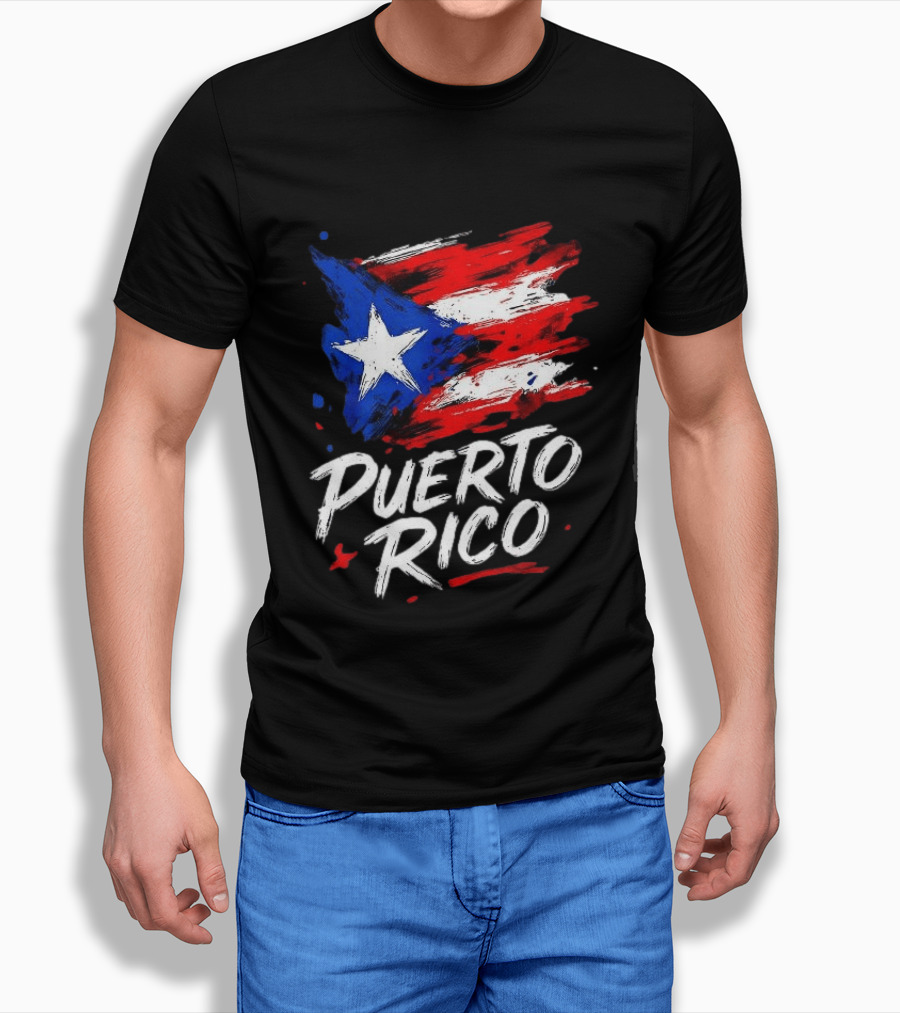 Puerto Rico Flag Brush Stroke Style Classic Representation T-Shirt
