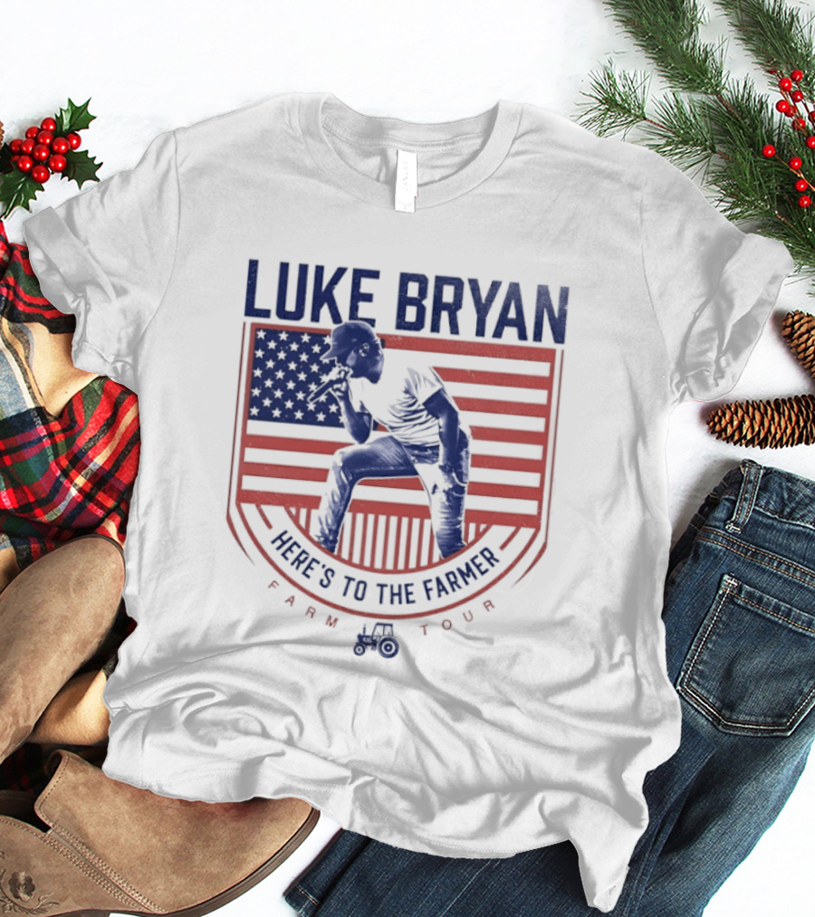 Luke Bryan Here's To The Farmer Farm Tour USA Flag T-Shirt