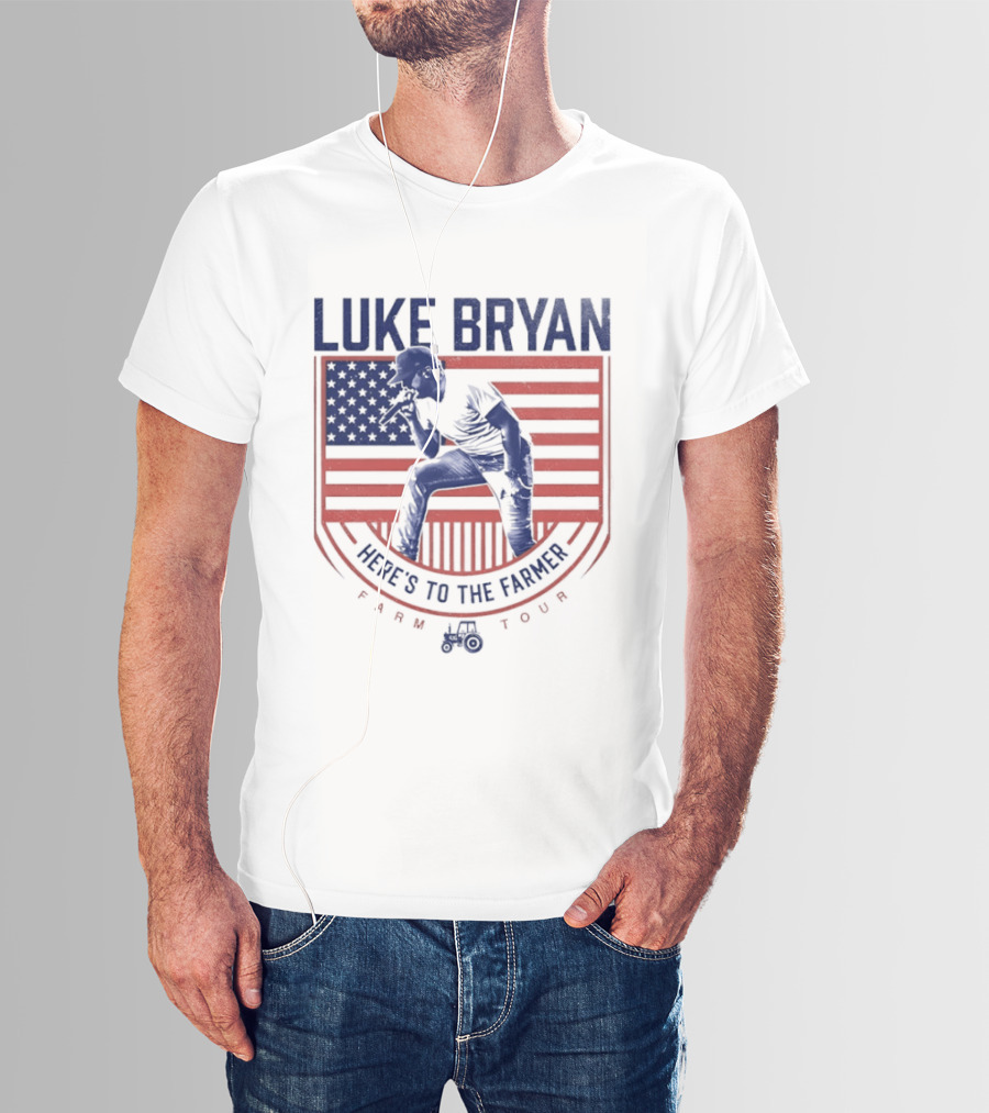 Luke Bryan Here's To The Farmer Farm Tour USA Flag T-Shirt