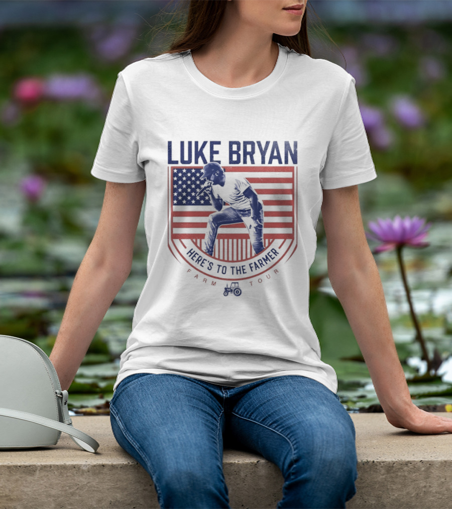 Luke Bryan Here's To The Farmer Farm Tour USA Flag T-Shirt