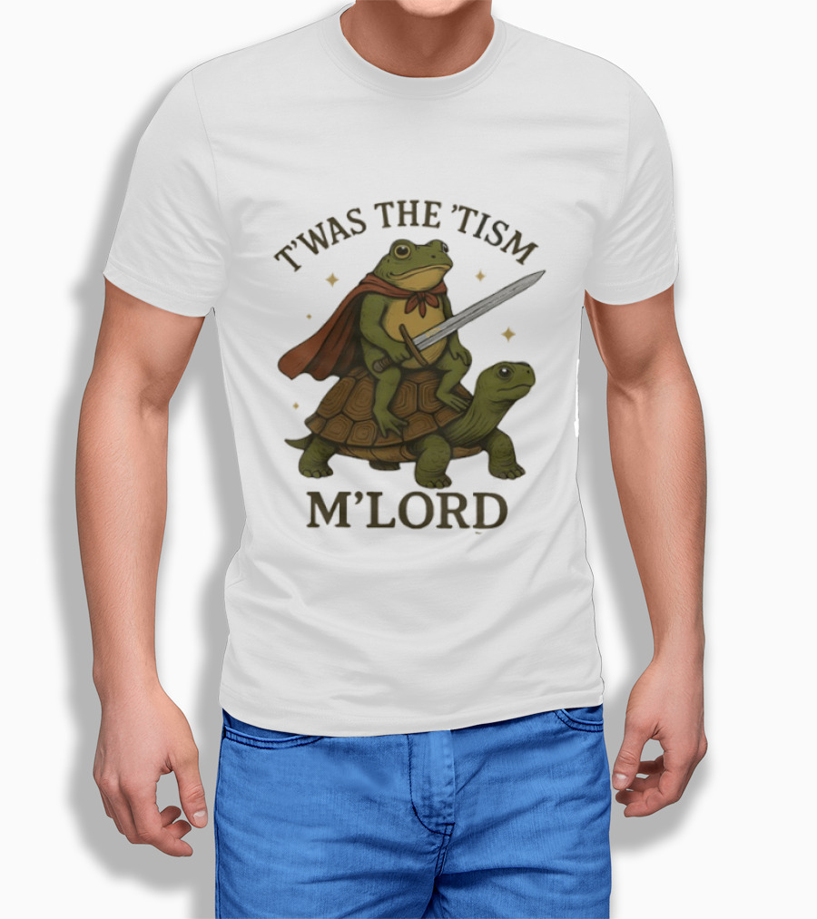T'was The 'Tism M'Lord Medieval Knight Frog Riding Turtle T-Shirt