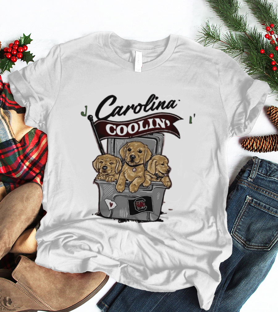 Carolina Coolin' South Carolina Gamecocks Puppies In Ice Chest T-Shirt