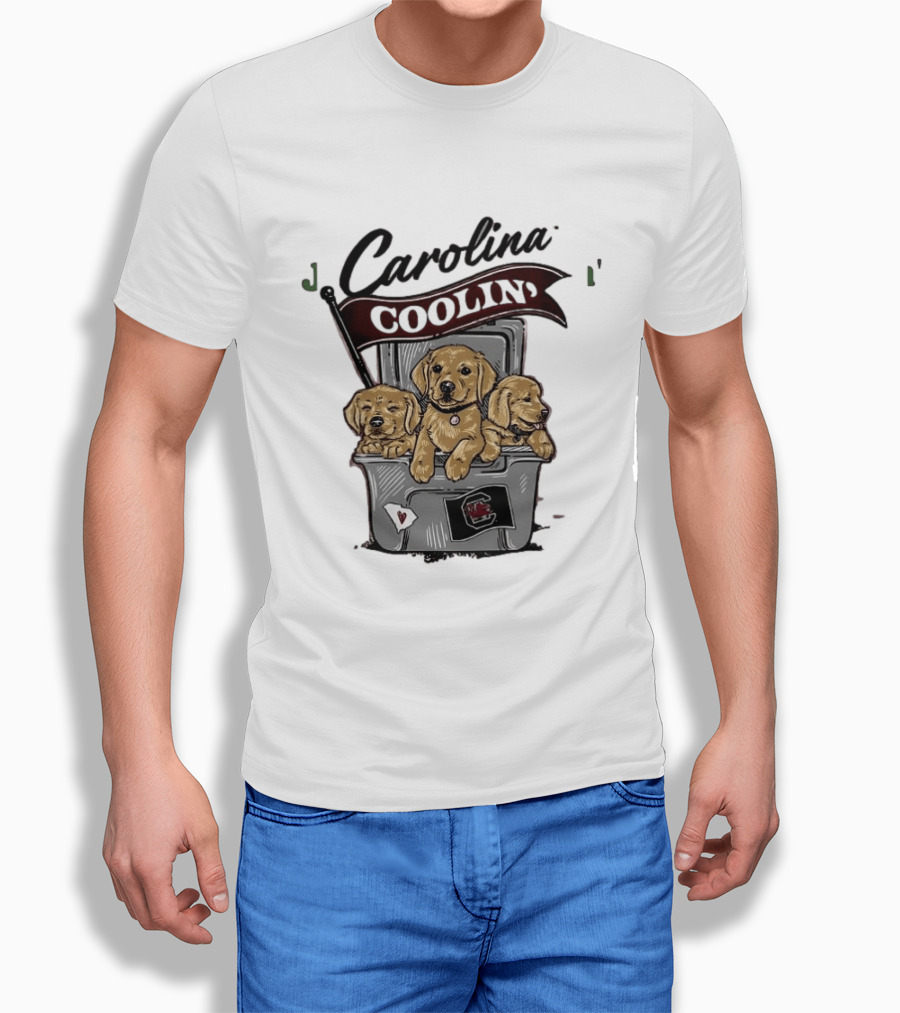 Carolina Coolin' South Carolina Gamecocks Puppies In Ice Chest T-Shirt
