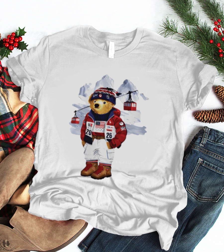 Taylor Olympics 2026 Bear Winter Skiing Outfit T-Shirt