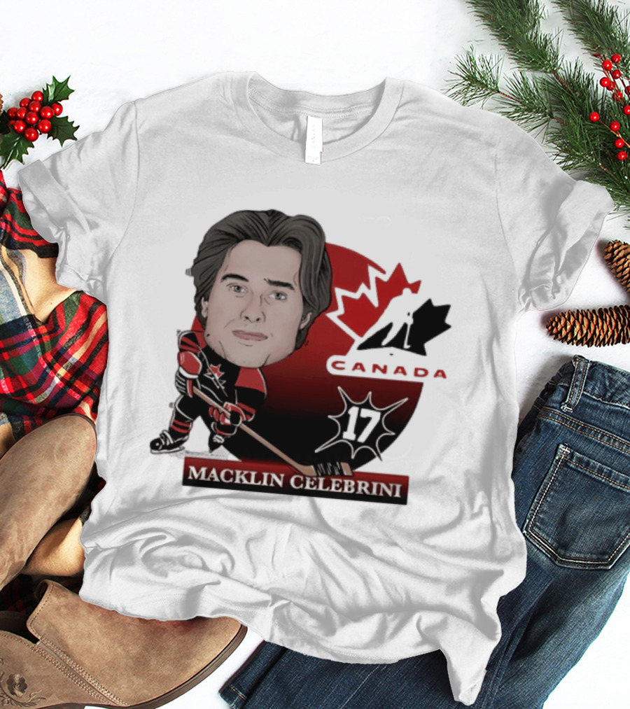 Hockey Canada Macklin Celebrini 17 Canada Leaf T-Shirt