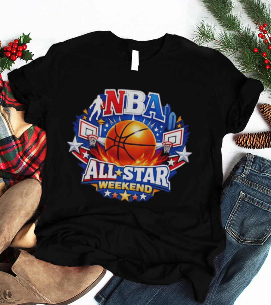 NBA All Star Weekend 2026 Basketball Hoops Stars Skyline T-Shirt