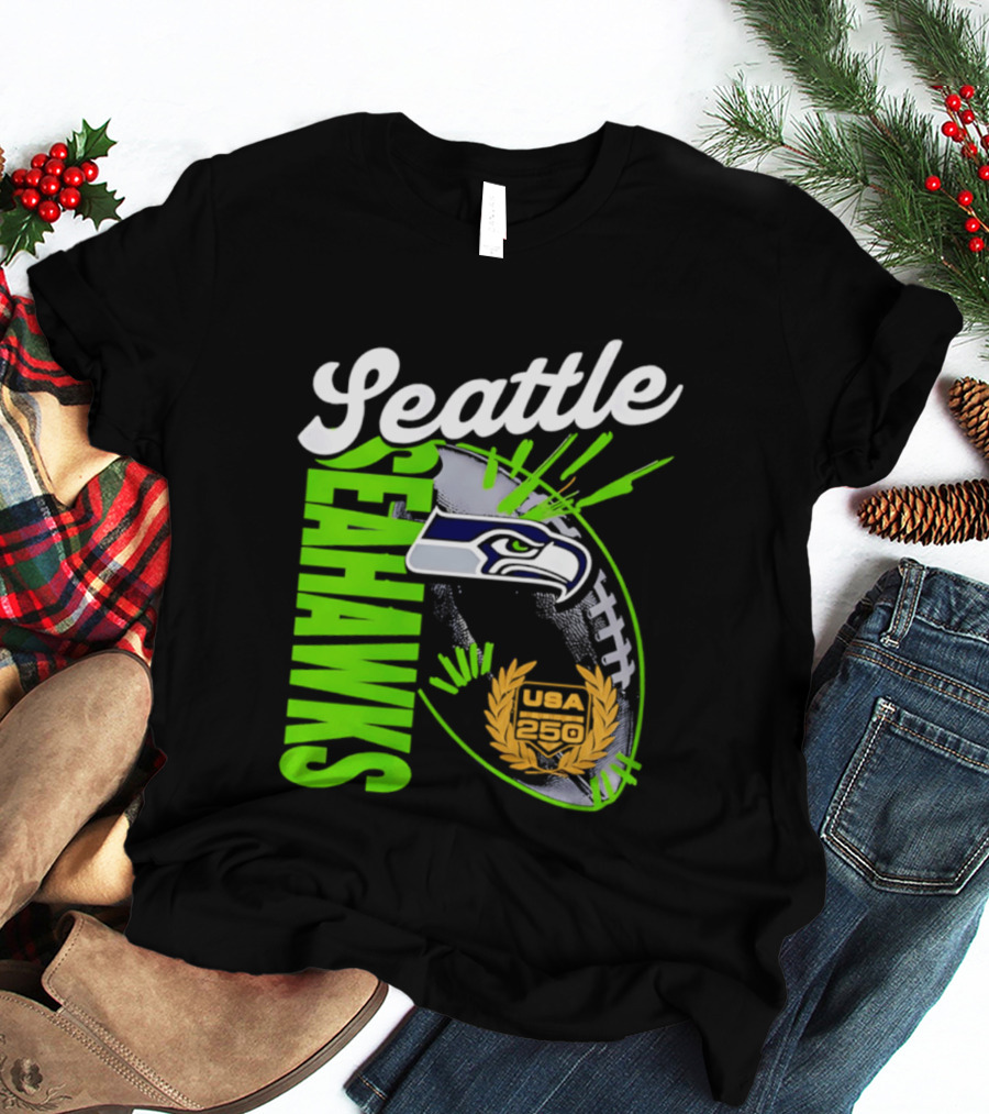 Seattle Seahawks USA 250 Gold Standard Football T-Shirt