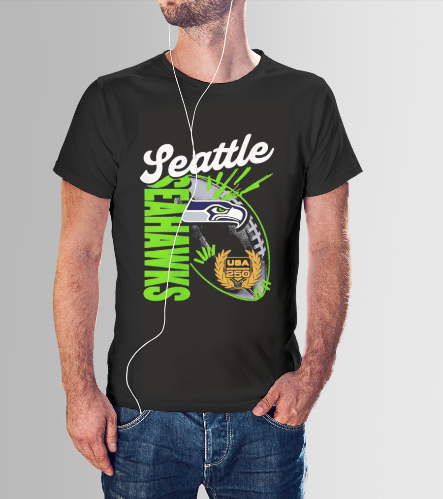 Seattle Seahawks USA 250 Gold Standard Football T-Shirt