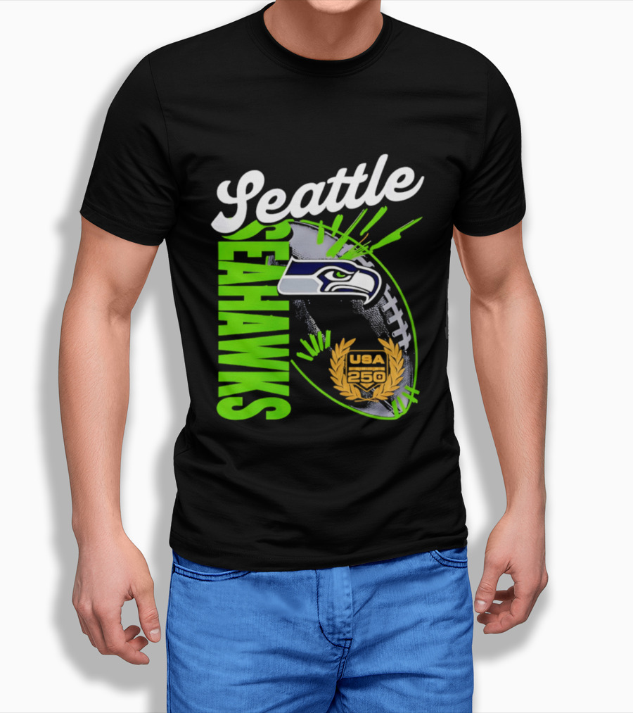 Seattle Seahawks USA 250 Gold Standard Football T-Shirt