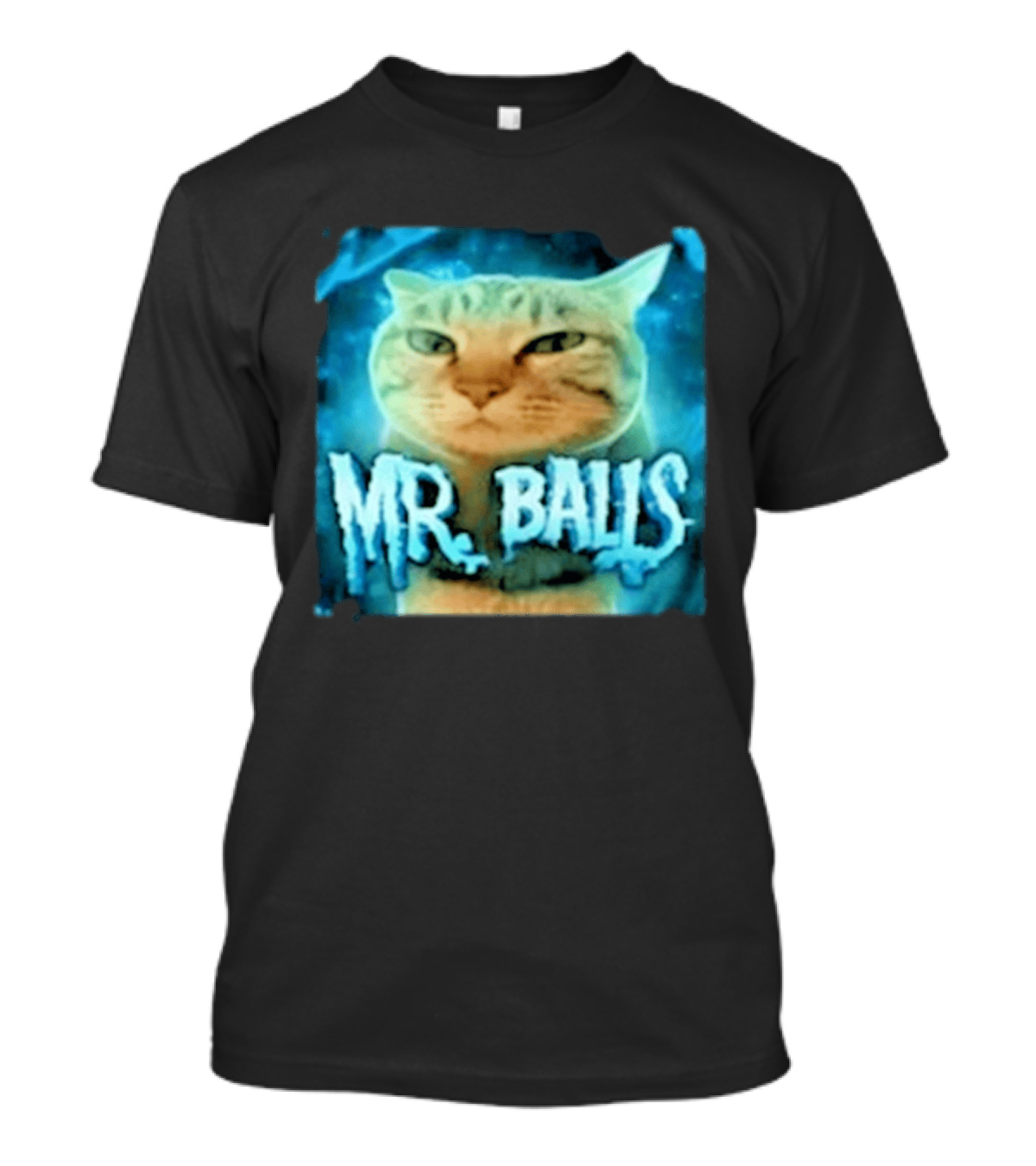 Mr Balls Cat Meme Funny Blue Glowing T-Shirt