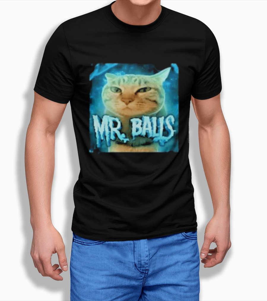 Mr Balls Cat Meme Funny Blue Glowing T-Shirt