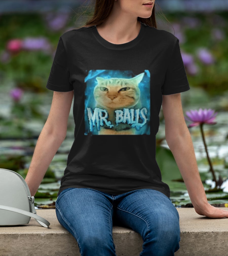 Mr Balls Cat Meme Funny Blue Glowing T-Shirt