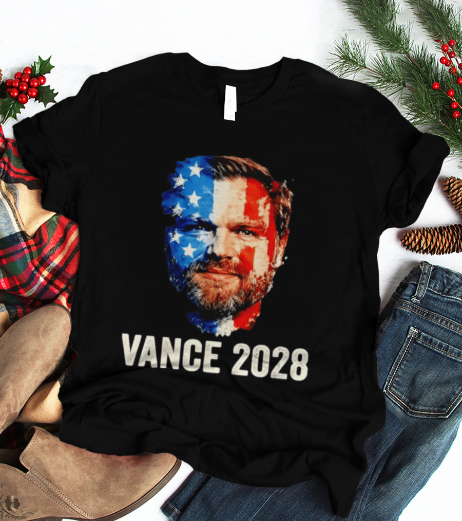 Vance 2028 US Flag Face Patriotic Election Campaign T-Shirt