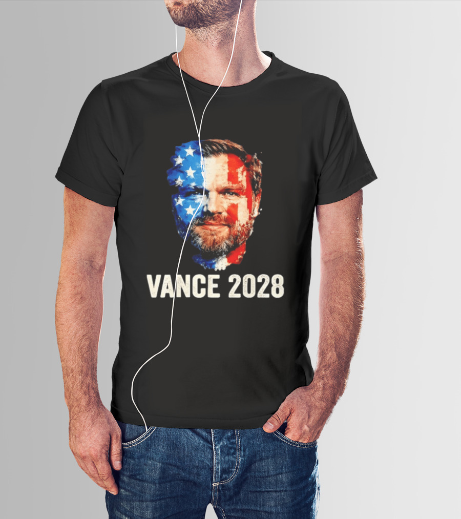 Vance 2028 US Flag Face Patriotic Election Campaign T-Shirt
