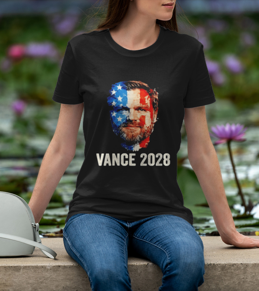 Vance 2028 US Flag Face Patriotic Election Campaign T-Shirt