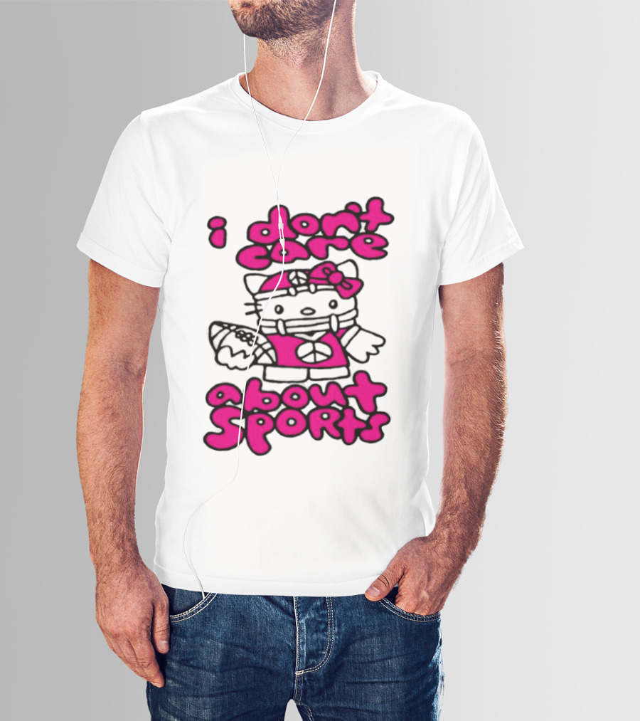 Hello Kitty I Don't Care About Sports Playful Attitude T-Shirt