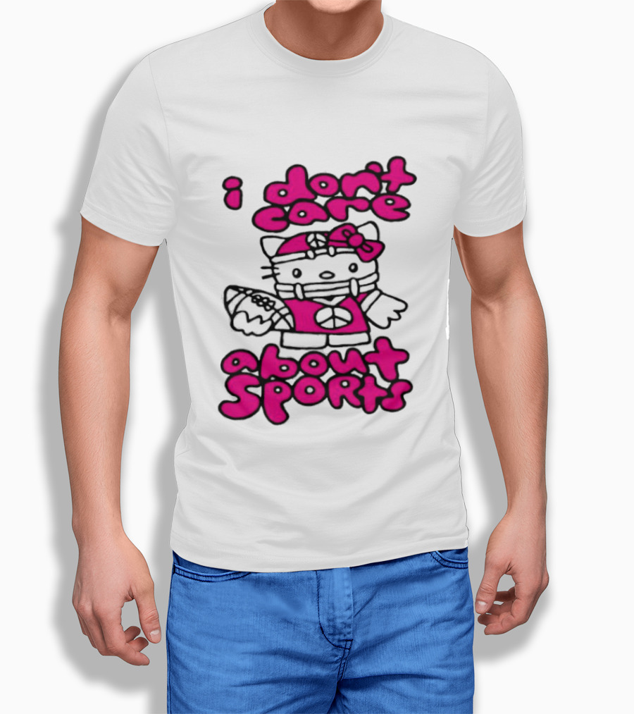 Hello Kitty I Don't Care About Sports Playful Attitude T-Shirt