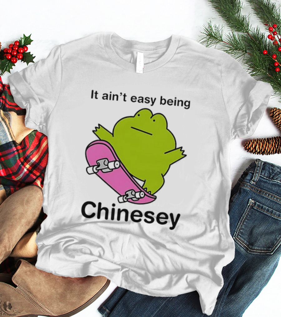It Ain't Easy Being Chinesey Kawaii Frog On Skateboard T-Shirt