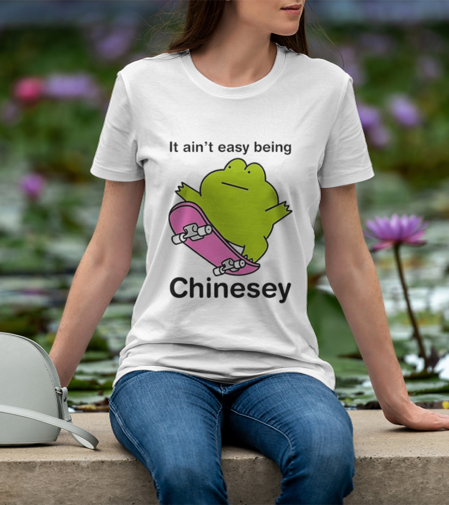 It Ain't Easy Being Chinesey Kawaii Frog On Skateboard T-Shirt