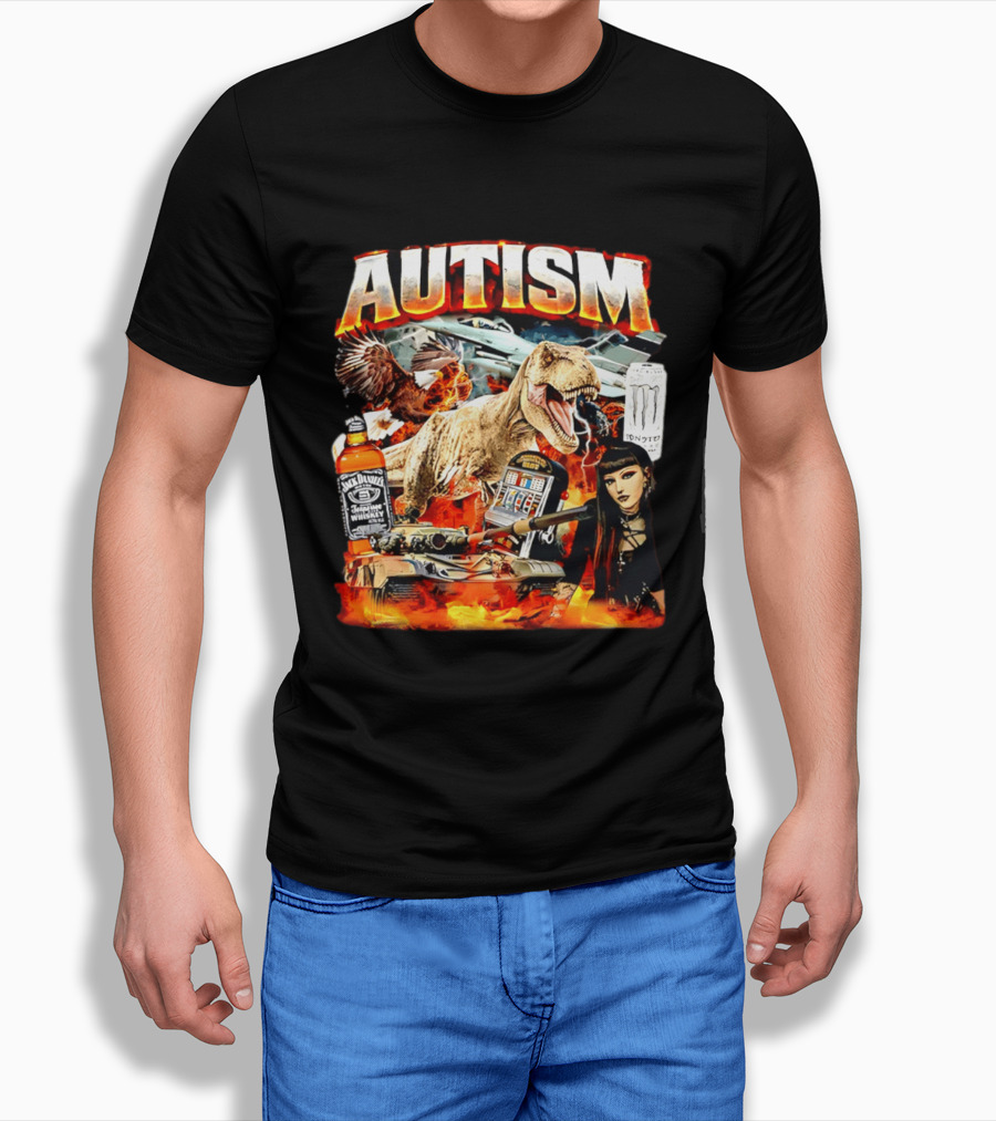 Autism Rex Eagle Jack Daniel's Tank Monster Energy Explosion T-Shirt