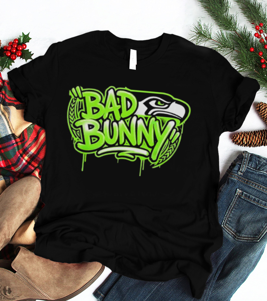 Bad Bunny Seattle Seahawks Team Collaboration T-Shirt
