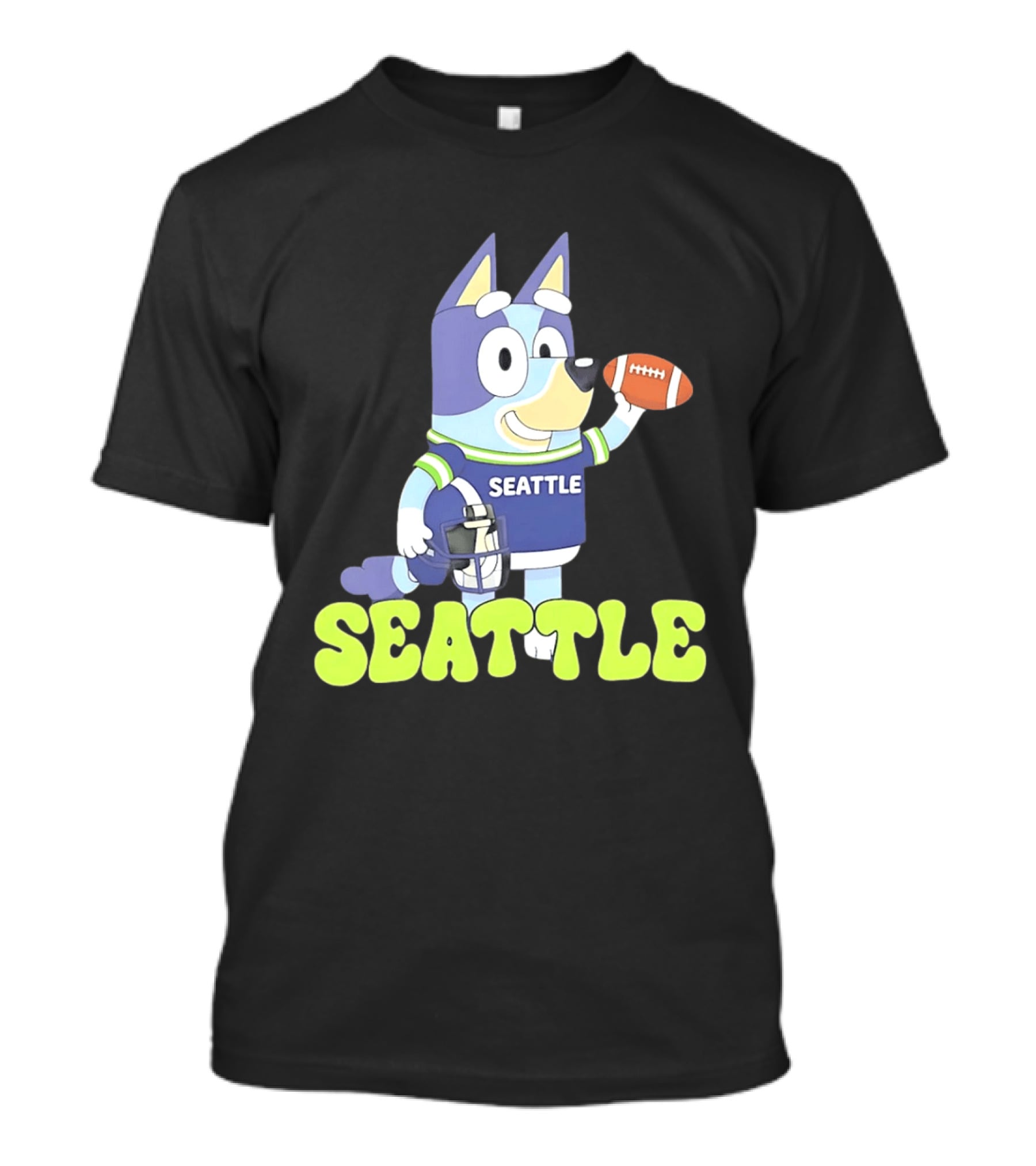 Bluey Seattle Football Cartoon 2026 Seahawks Fan Gear T-Shirt