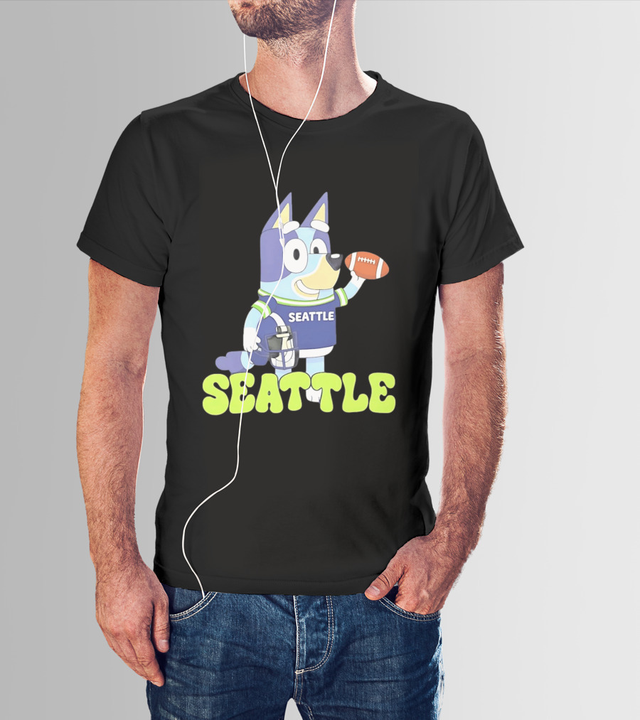 Bluey Seattle Football Cartoon 2026 Seahawks Fan Gear T-Shirt