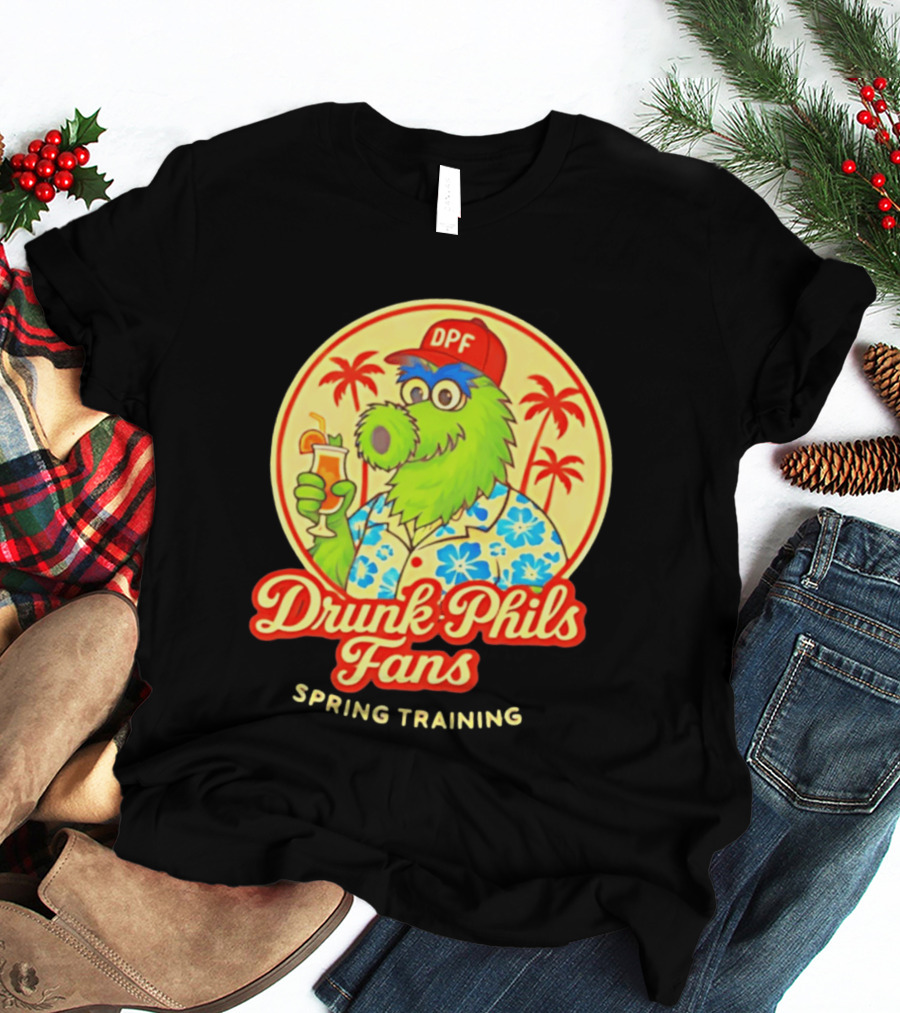 Drunk Phils Fans DPF Mascot Hawaiian Spring Training Palm Trees T-Shirt