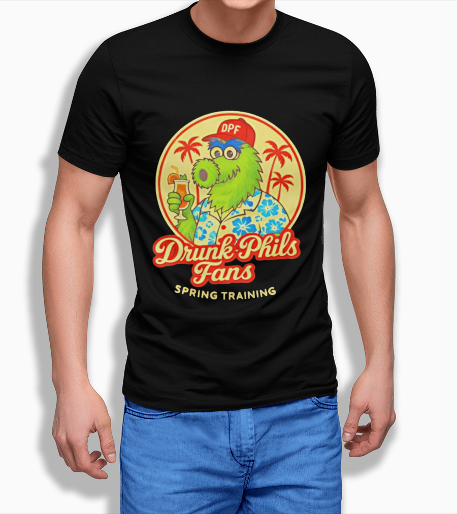 Drunk Phils Fans DPF Mascot Hawaiian Spring Training Palm Trees T-Shirt