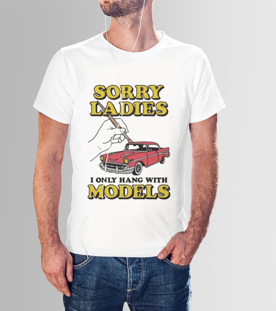 Sorry Ladies I Only Hang With Car Models Vintage Red Classic Car Painting T-Shirt