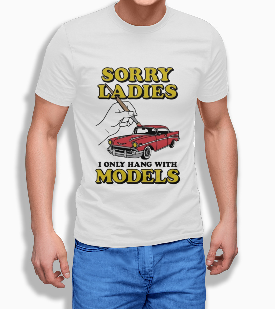 Sorry Ladies I Only Hang With Car Models Vintage Red Classic Car Painting T-Shirt