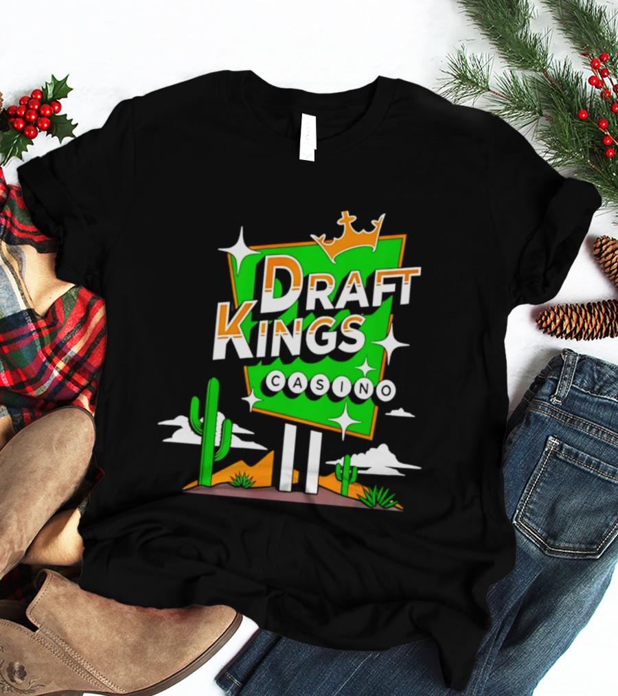 DraftKings Casino Neon Cactus Desert Scene T-Shirt