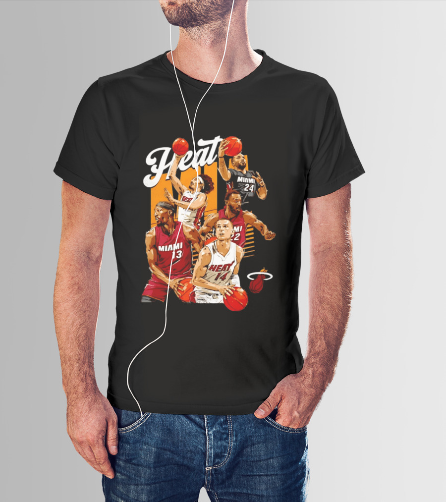 Miami Heat 2026 Starting 5 Basketball Players Miami 13 14 22 24 T-Shirt