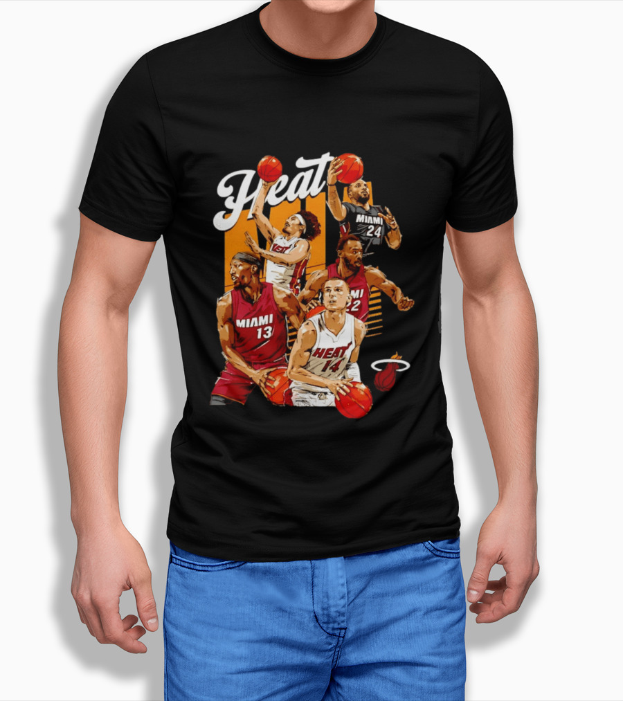 Miami Heat 2026 Starting 5 Basketball Players Miami 13 14 22 24 T-Shirt