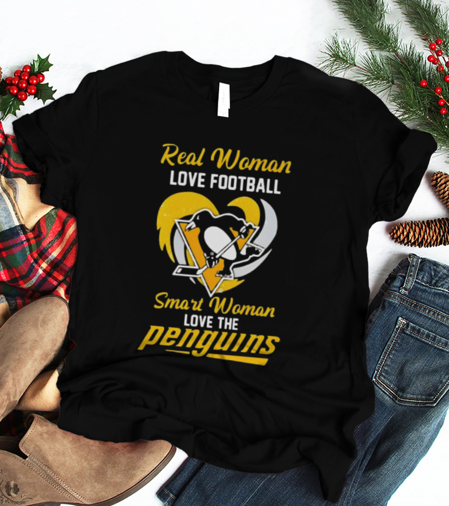 Real Woman Love Football Smart Woman Love The Penguins T-Shirt