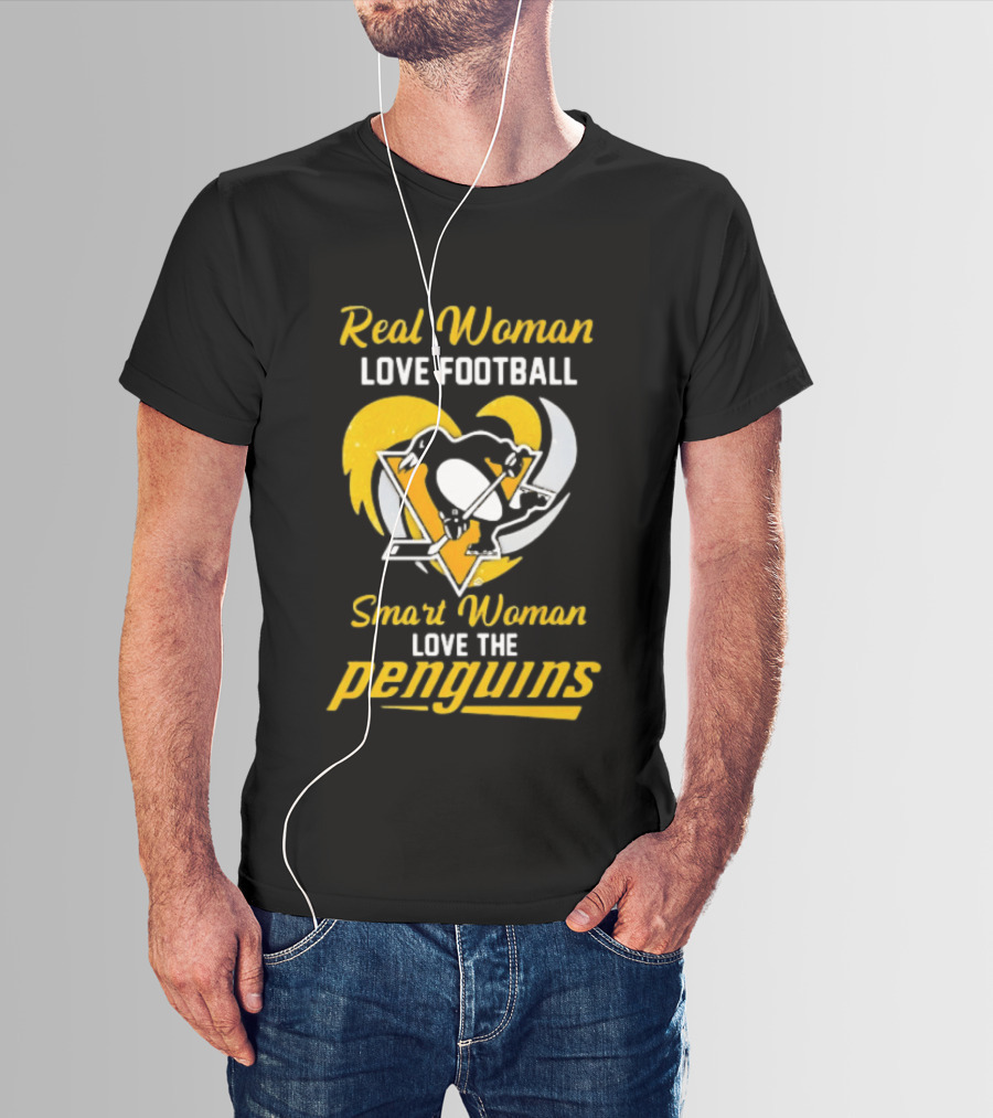 Real Woman Love Football Smart Woman Love The Penguins T-Shirt