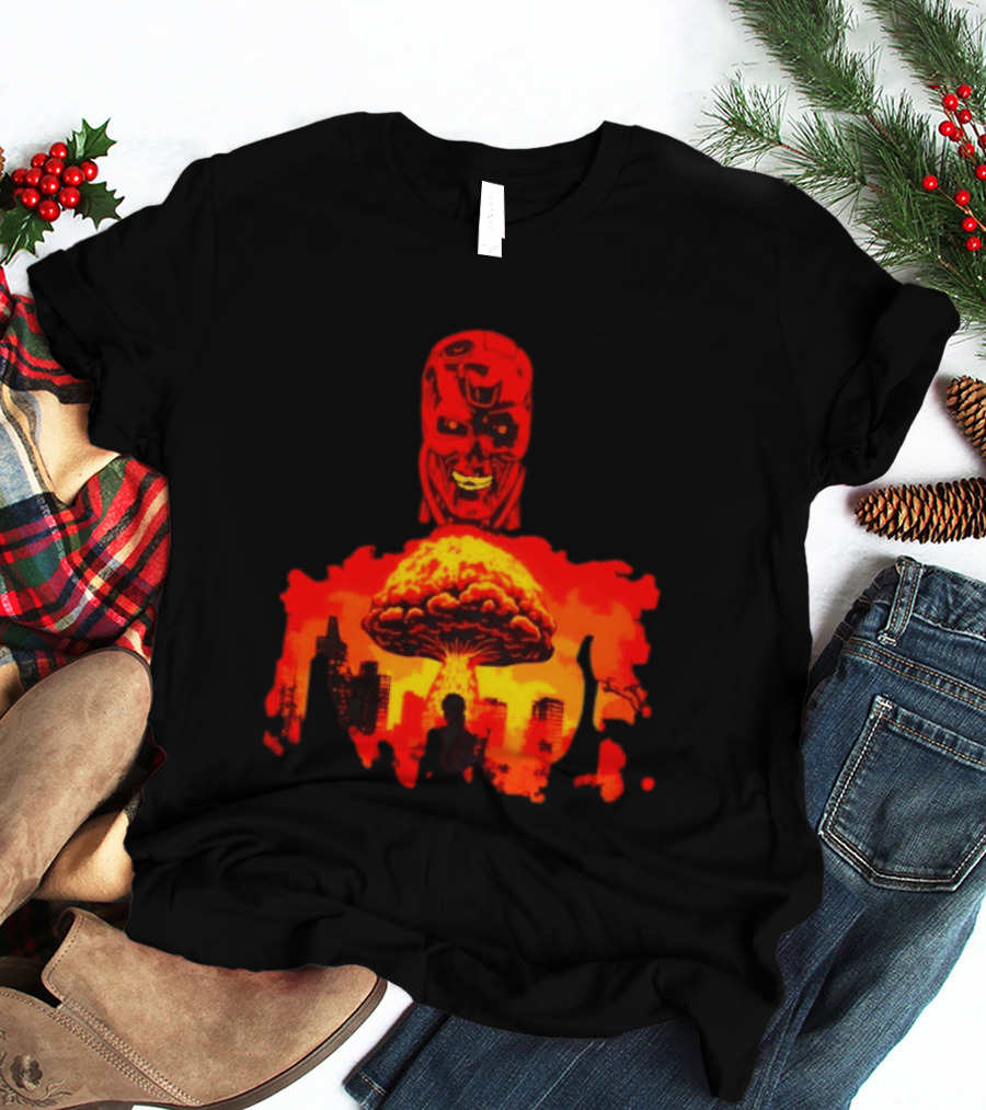 Determined Fate Skull Red Apocalypse Scene T-Shirt