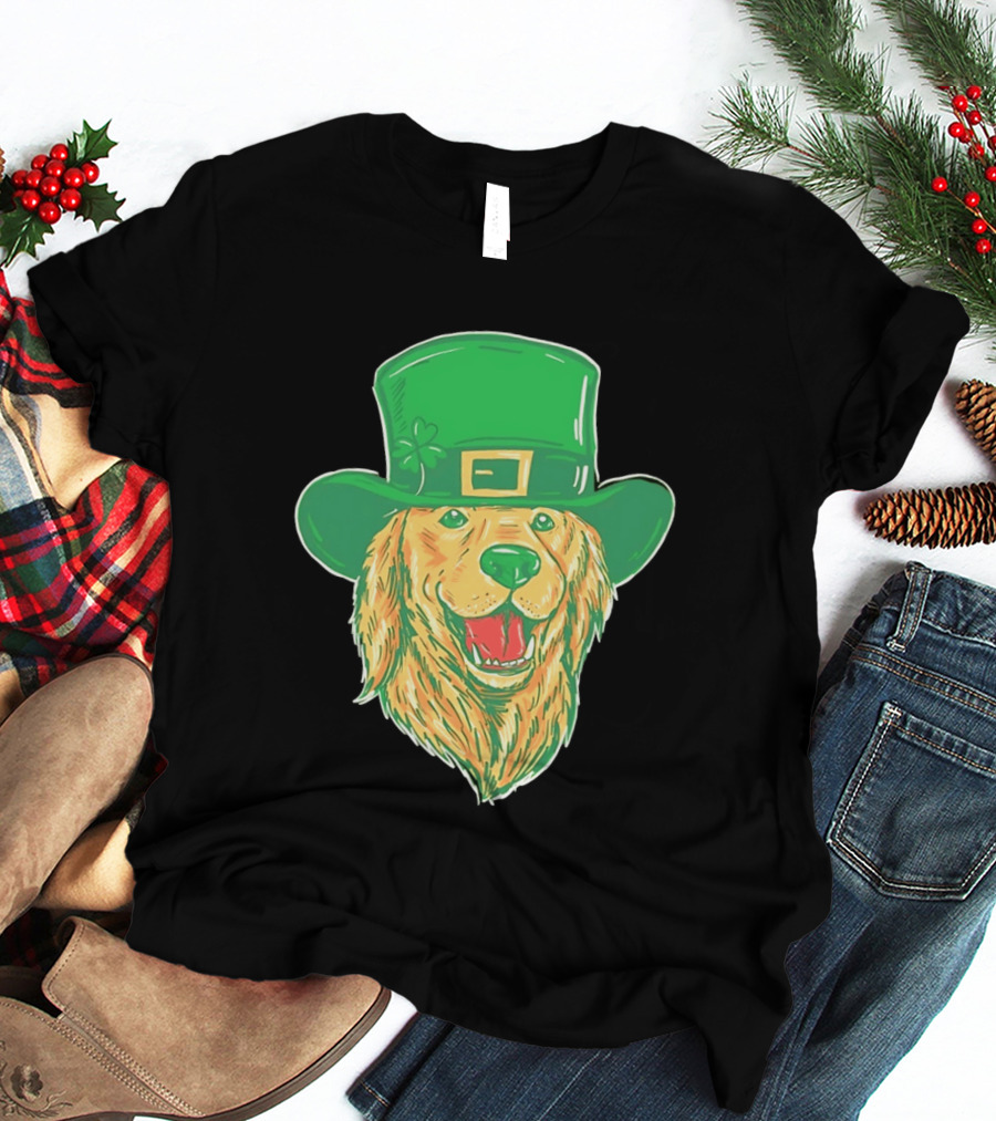 Leprechaun Golden Retriever St. Patrick's Day 2026 Celebration T-Shirt