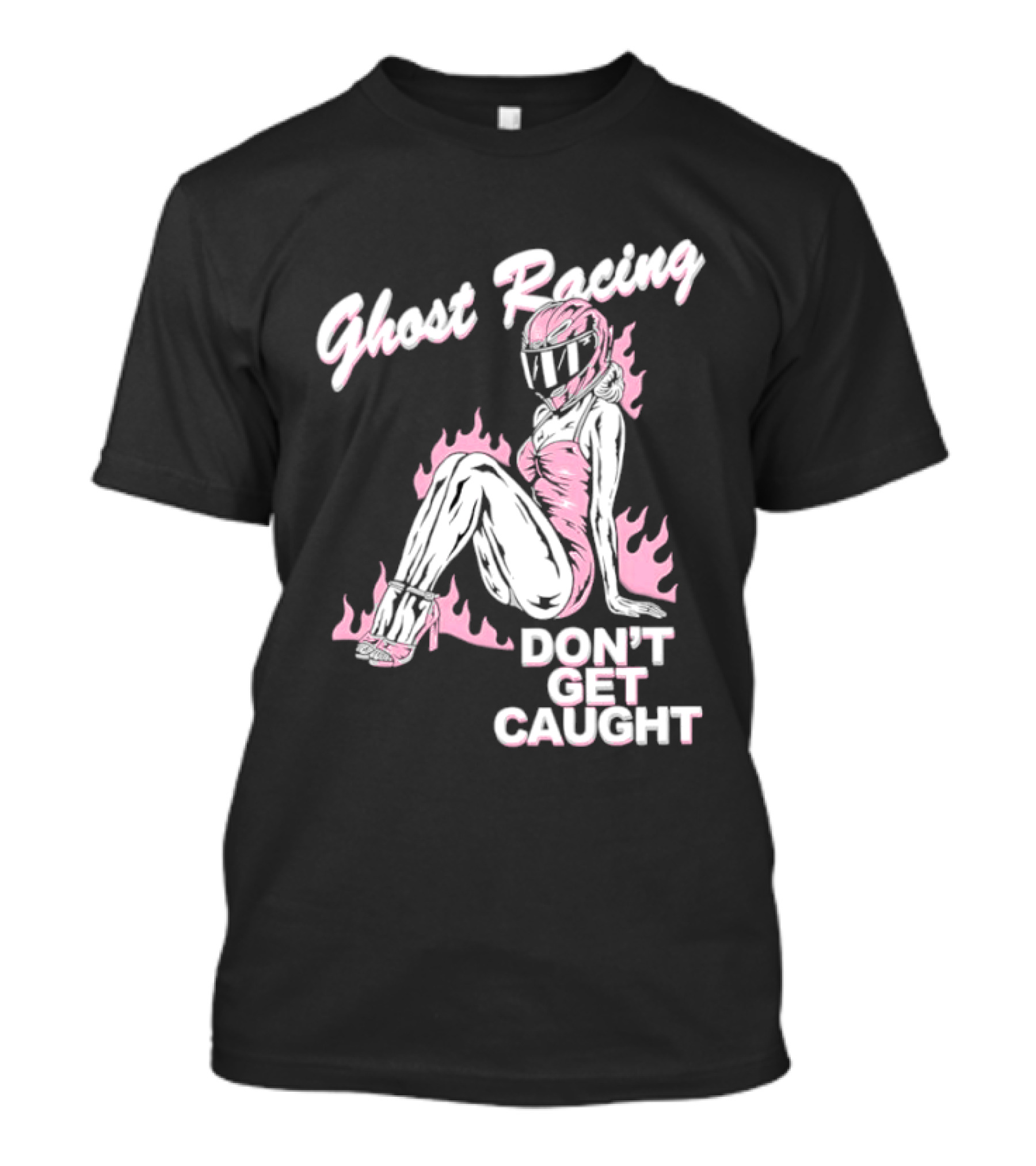 Ghost Racing Don't Get Caught Flaming Helmeted Figure T-Shirt