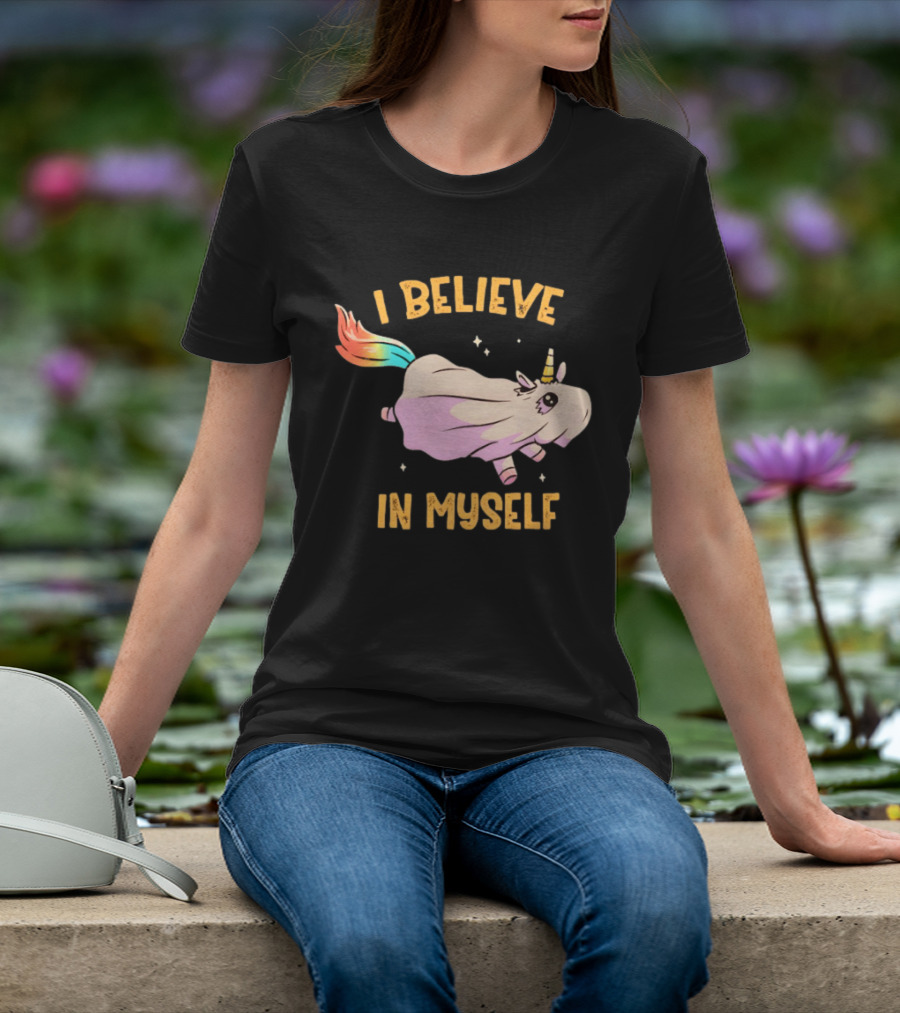 Unicorn I Believe In Myself Floating Rainbow Mane Kawaii T-Shirt