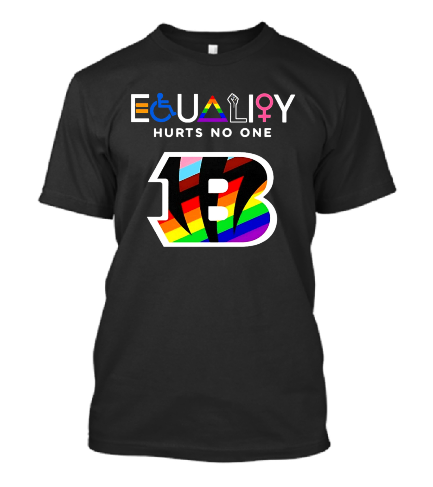 Cincinnati Bengals Equality Symbol Rainbow Hurts No One T-Shirt