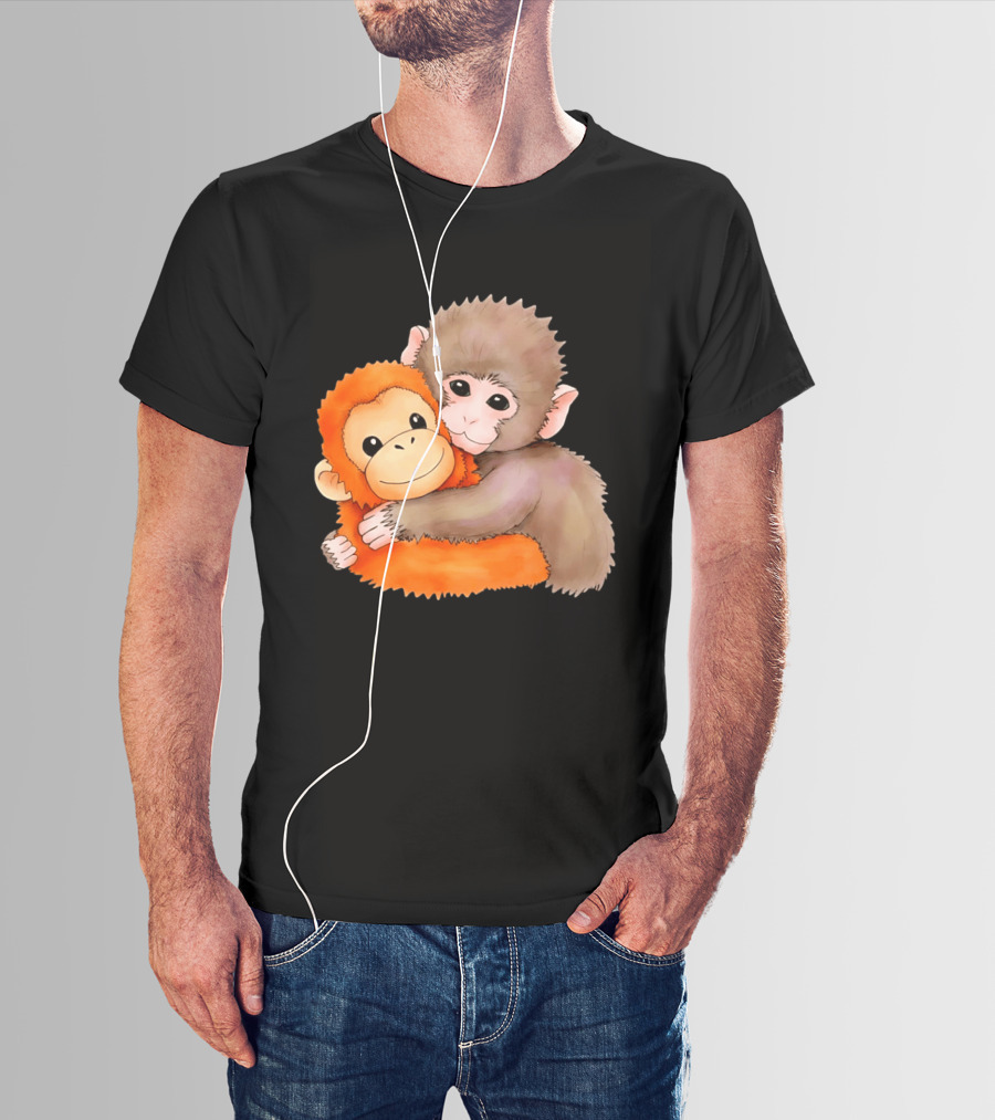 Baby Monkey Named Punch Hugging Meme Cute Animal Friendship T-Shirt