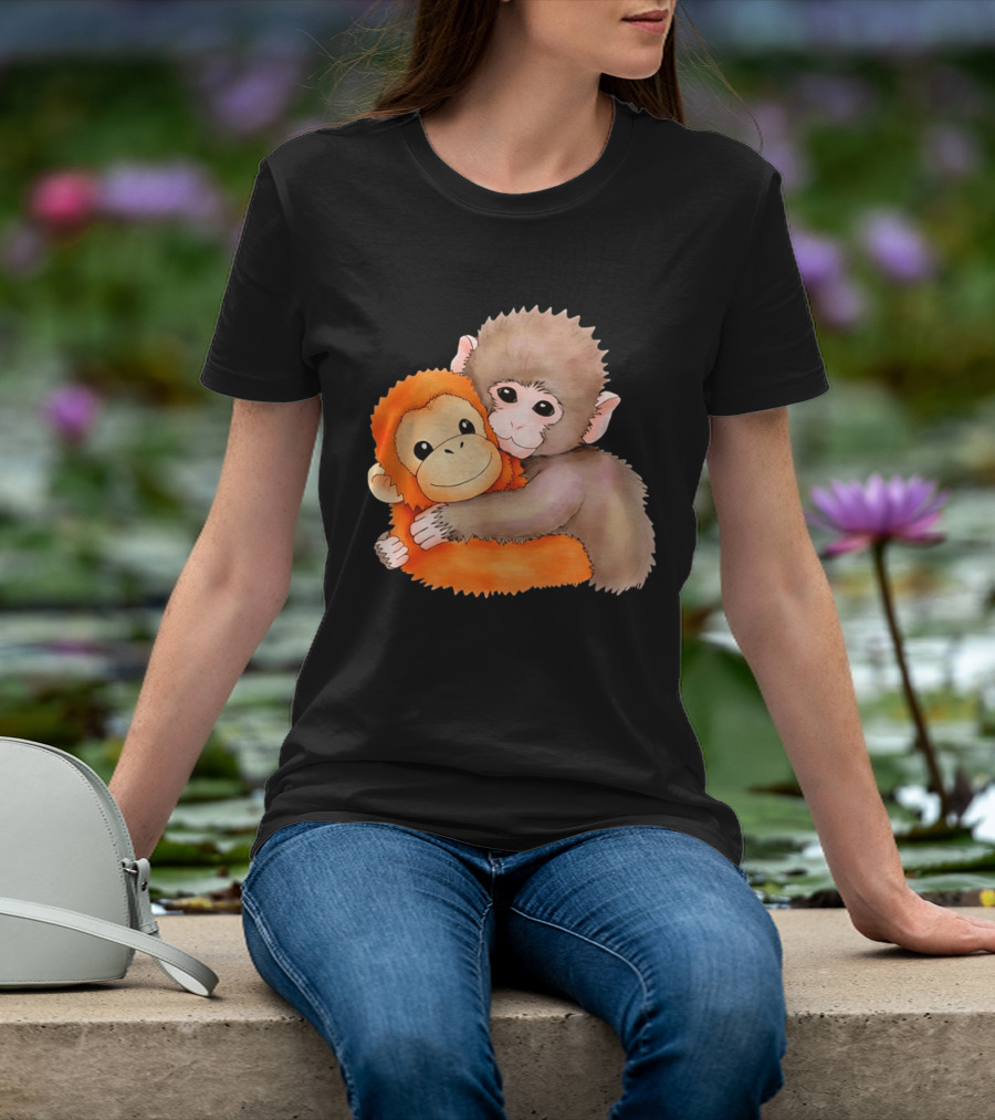 Baby Monkey Named Punch Hugging Meme Cute Animal Friendship T-Shirt