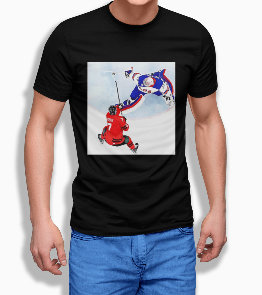 Connor Hellebuyck USA Goalie Save Hockey Match T-Shirt