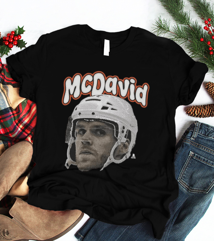 Connor McDavid Edmonton Oilers Hockey Big Face Bold Text NHL Fan T-Shirt