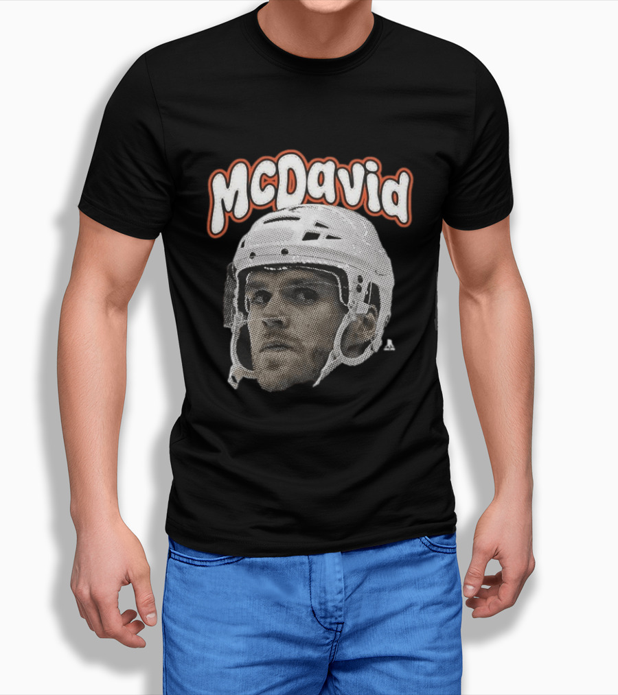 Connor McDavid Edmonton Oilers Hockey Big Face Bold Text NHL Fan T-Shirt